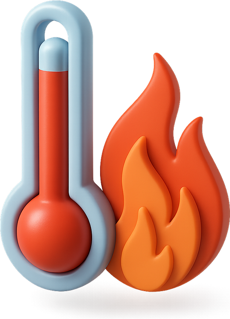 3D thermometer next to a flame