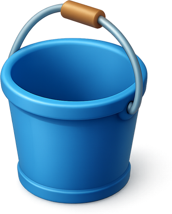 A blue 3D bucket