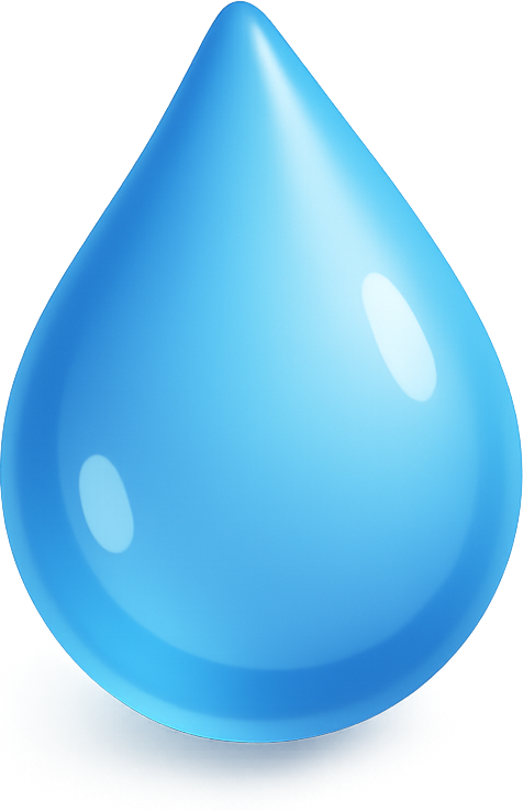 A glossy 3D water drop